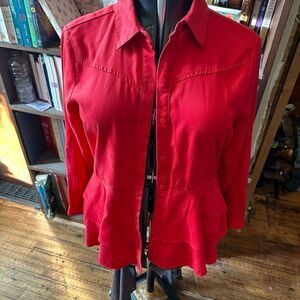 Reba western cowboycore red rodeo button down shirt